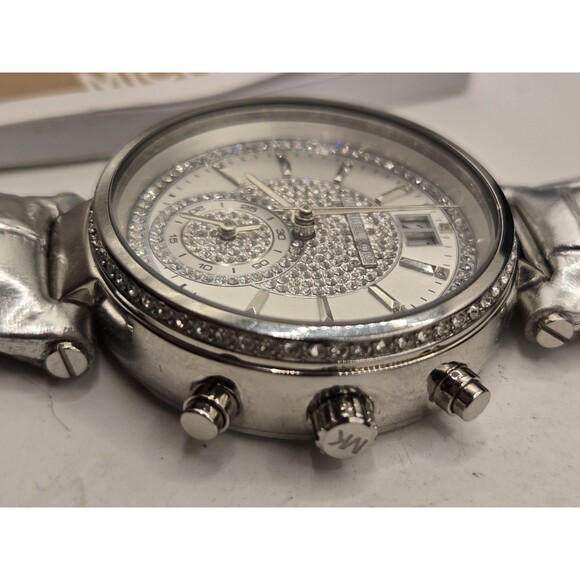 MICHAEL KORS LADIES Sawyer Chronograph Watch MK2443. RUNS - DEFECT PLEASE READ - Picture 3 of 14